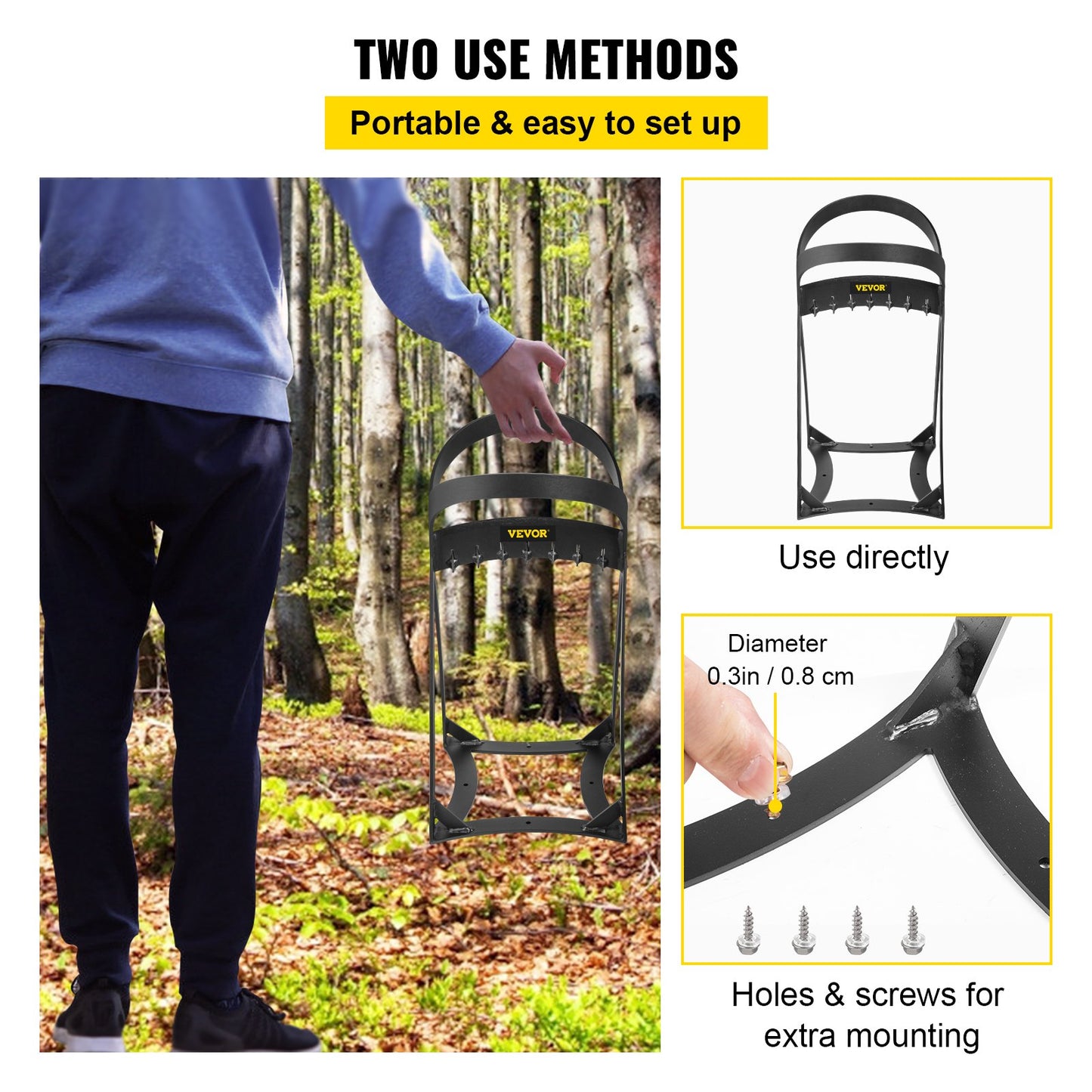 Firewood Splitter, Q235 Steel Wood Splitter Wedge, for Splitting 8" Diameter Wood Manual Wedge Wood Splitter, 13.2"x20.3" Portable Log Splitting w/ 4 Screws & Blade Cover, for Home, Campsite