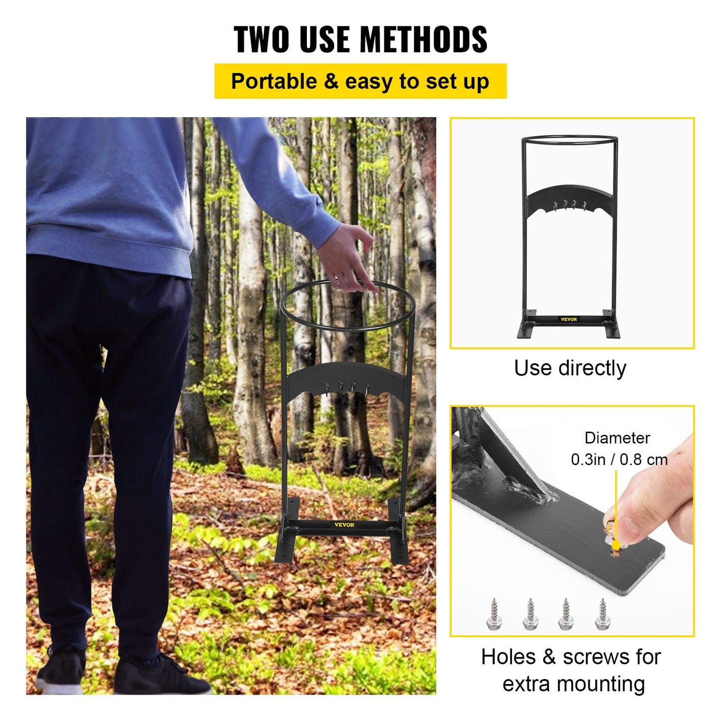 Firewood Splitter, Q235 Steel Wood Splitter Wedge, for Splitting 8" Diameter Wood Manual Wedge Wood Splitter, 10.8"x21.8" Portable Log Splitting w/ 4 Screws & Blade Cover, for Home, Campsite