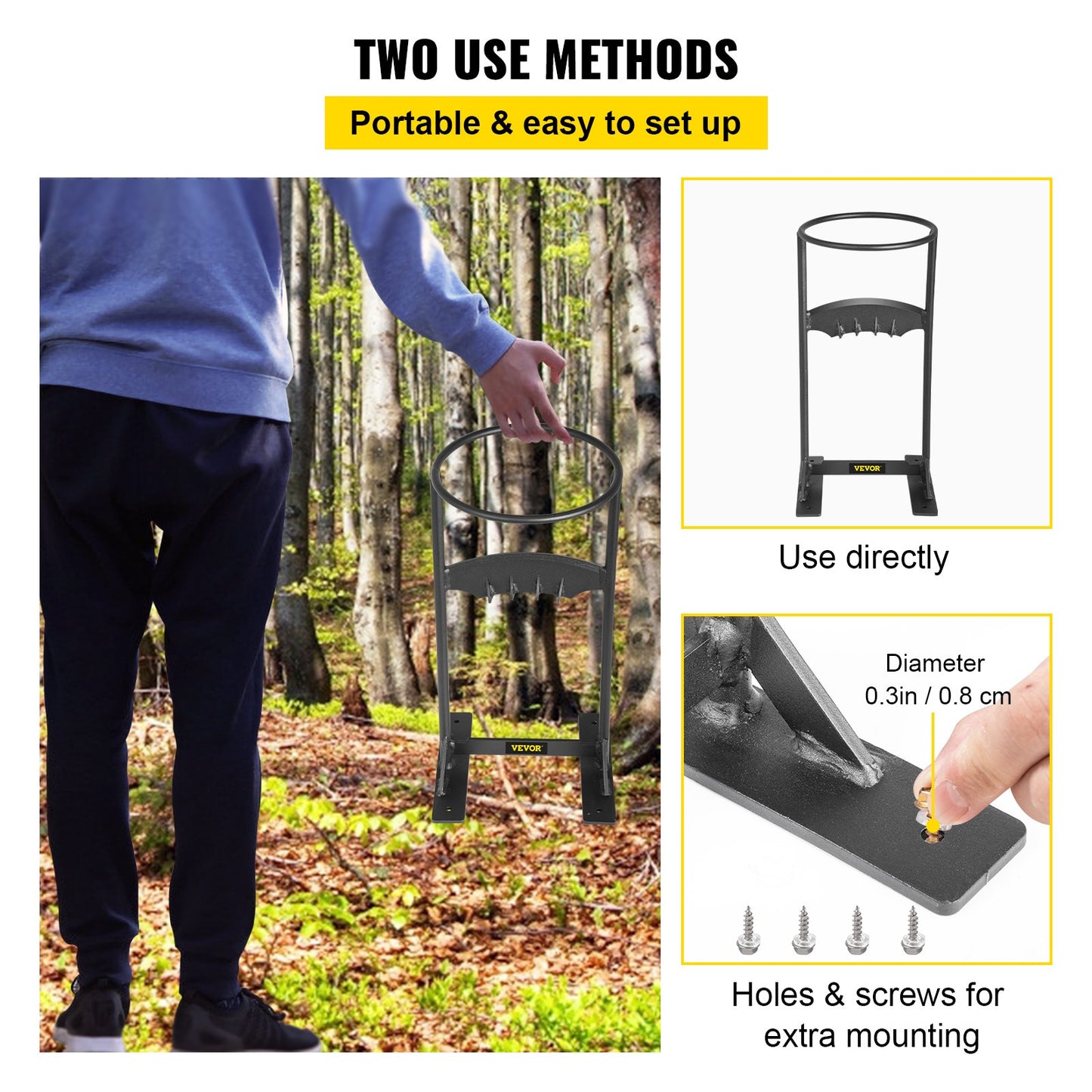 Firewood Splitter, Q235 Steel Wood Splitter Wedge, for Splitting 6" Diameter Wood Manual Wedge Wood Splitter, 8.3"x17" Portable Log Splitting w/ 4 Screws & Blade Cover, for Home, Campsite