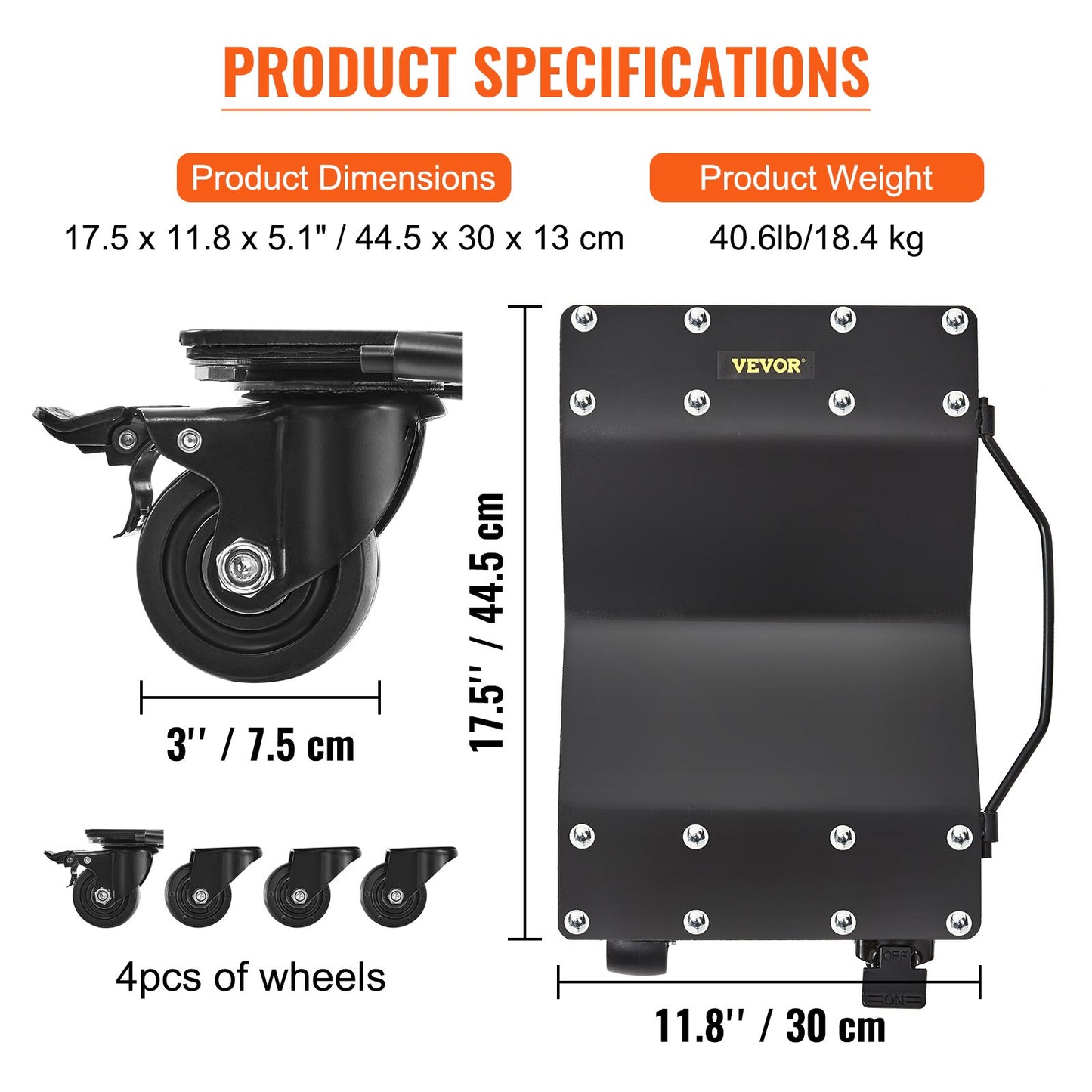 Wheel Dolly, 8000 LBS/3600 KG Car Dollies, Wheel Dolly Car Tire Stake Set of 4 Pack, Heavy-duty Car Tire Dolly Moving Cars, Trucks, Trailers, Motorcycles, and Boats