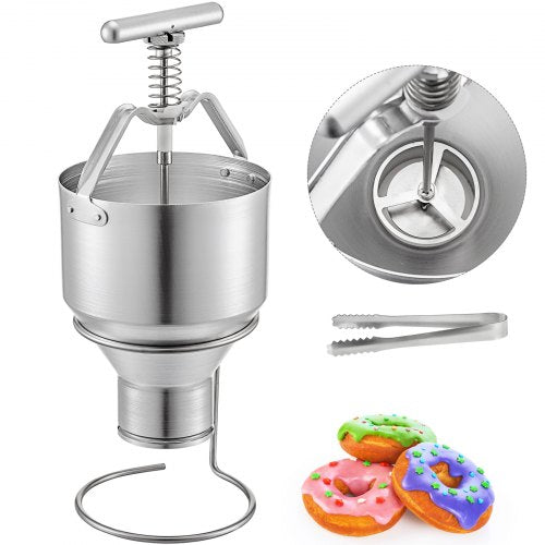 Donut Depositor 5L Capacity Donut Dropper Hopper Food-Grade Aluminum Manual Donut Dispenser 6 Adjustable Thicknesses Donut Hopper with Stand Donut Batter Dispenser for Home Kitchen