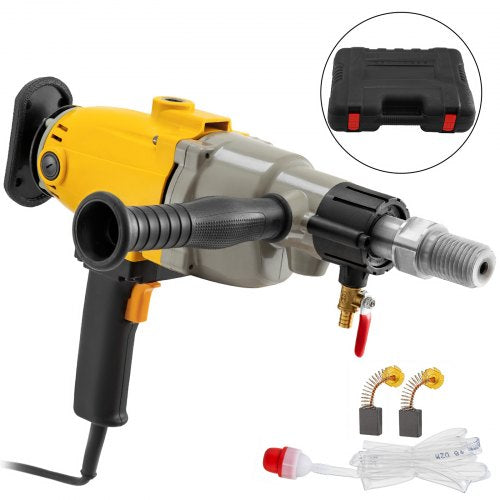 2280W Diamond Core Drilling Machine φ180mm Handheld Diamond Core Drill 10M Lift Rig Variable Speed Wet Dry Core Drill Rig for Diamond Concrete Drilling with Box