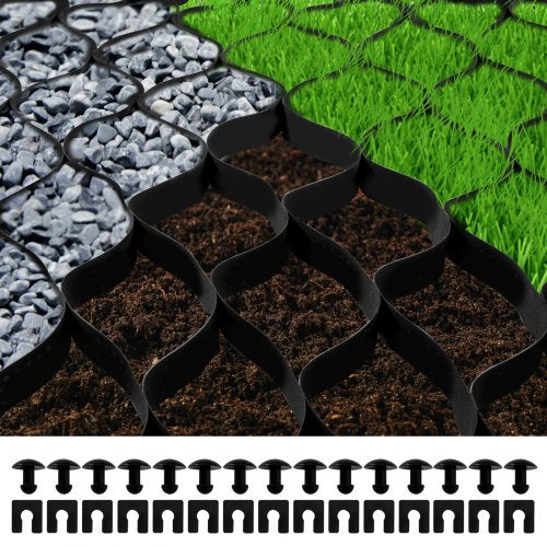 Ground Grid, 855kg per Sq Ft Load Geo Grid, 50.8mm Depth Permeable Stabilization System for DIY Patio, Walkway, Shed Base, Light Vehicle Driveway, Parking Lot, Grass, and Gravel