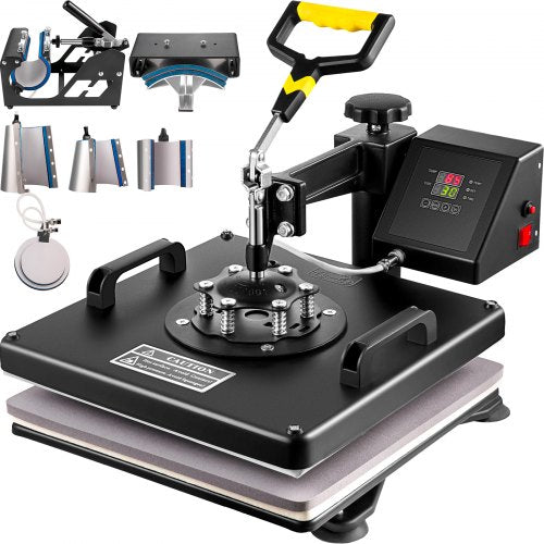 Heat Press 8 in 1 Heat Press Machine 38x38cm Heat Transfer Press 15x15Inch T-shirt Press Mulitifuctional Sublimation Machine for T-shirt Mug Hat Plate Transfer