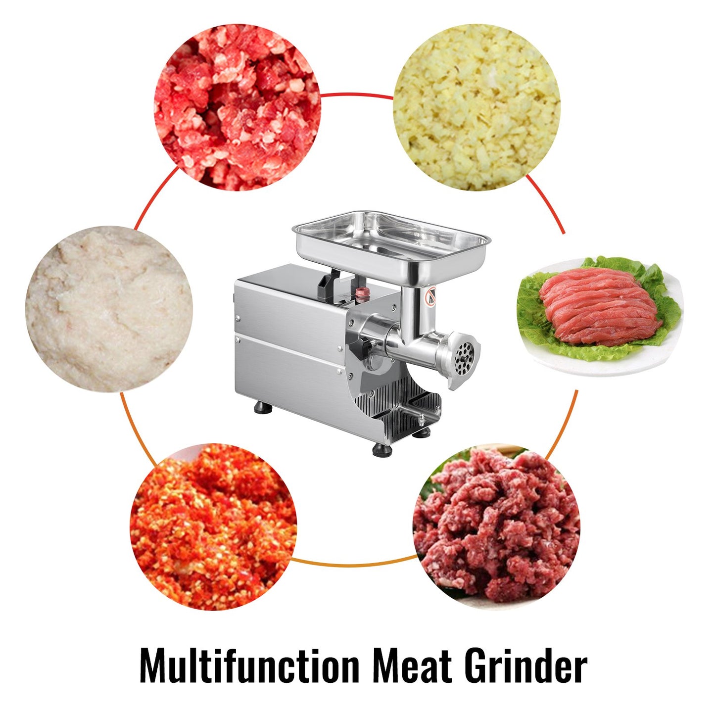 Commercial Meat Mincer 250W Electric Meat Grinder 0.33HP 170RPM Stainless Steel Meat Grinder Commercial Sausage Stuffer Maker for Industrial and Home Use