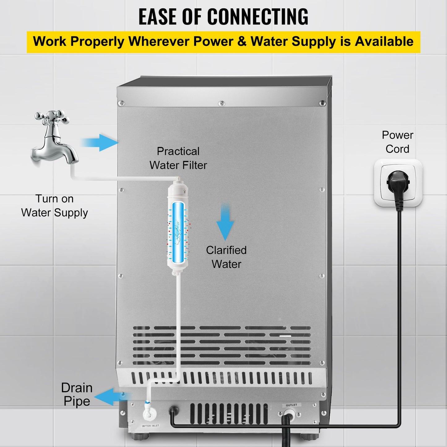 Countertop Ice Maker, 70LBS/24H Yield, Tabletop Ice Machine w/ 11LBS Storage, Ice Cube Maker w/ 36PCS Ice Plate, 350W Ice Maker Machine w/ Control Panel Blue Light Drain Pipe Filter Scoop, 220V