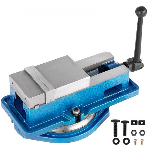 Precision Milling Machine Vise 4 Inch Accu Lock Swivel Base Clamping Vise 360 Degrees Scale Bench Vice Clamp 100mm Width for Milling Drilling Machine Precision Parts Finishing