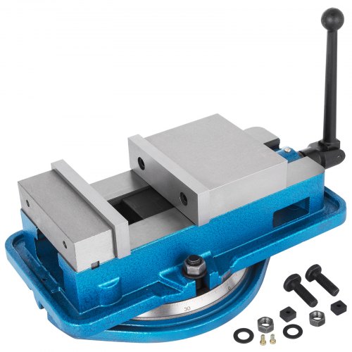 Precision Milling Machine Vise 5 Inch Accu Lock Swivel Base Clamping Vise 360 Degrees Scale Bench Vice Clamp 125mm Width for Milling Drilling Machine Precision Parts Finishing
