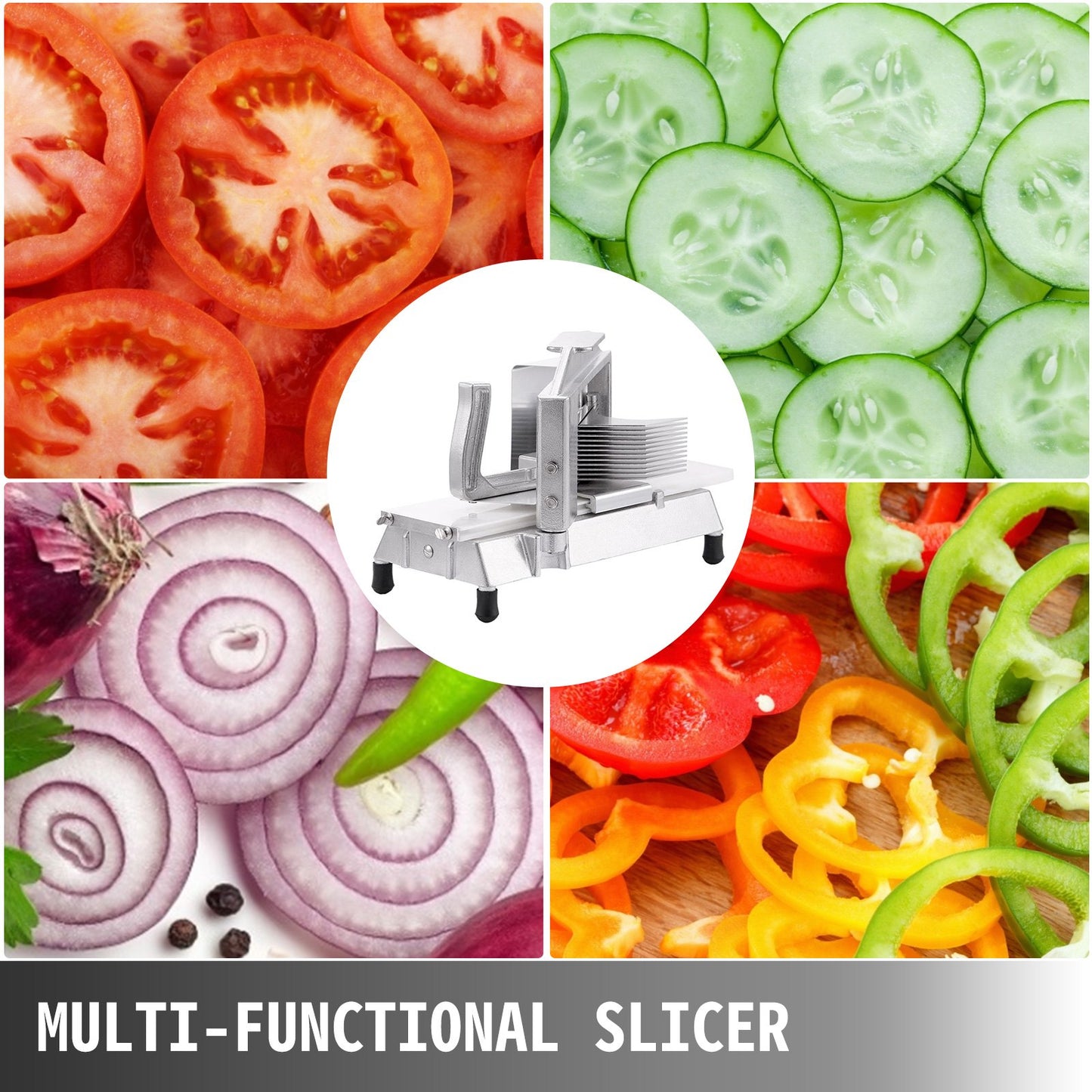 3/16-Inch Commercial Tomato Slicer Heavy Duty Tomato Slicer Manual Tomato Cutter with Built-in Cutting Board for Restaurant or Home Use