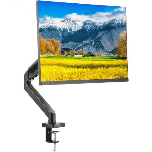 Single Monitor Mount, Supports 13"-32" Screen, Fully Adjustable Gas Spring Monitor Arm, Holds up to 20 lbs, Computer Monitor Stand Holder with C-Clamp/Grommet Mounting Base, VESA Mount Bracket