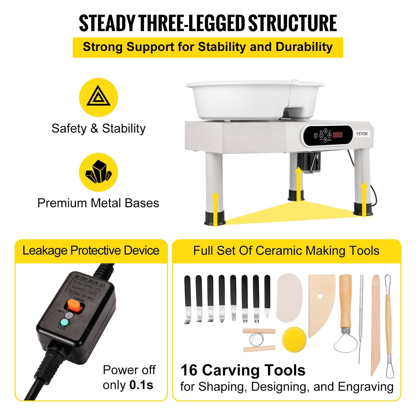 Pottery Wheel Ceramic Forming Machine, 9.8" LCD Touch Screen Clay Wheel, 350W Electric DIY Clay Sculpting Tools with Foot Pedal & Detachable ABS Basin for Adults and Beginners Art Craft Grey