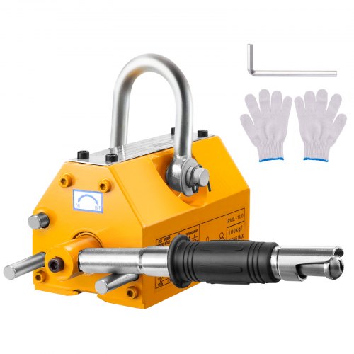 Magnetic Lifter, 220 lbs/100 kg Pulling Capacity, 2.5 Safety Factor, Neodymium & Steel, Lifting Magnet with Release, Permanent Lift Magnets, Heavy Duty Magnet for Hoist, Shop Crane, Block, Board
