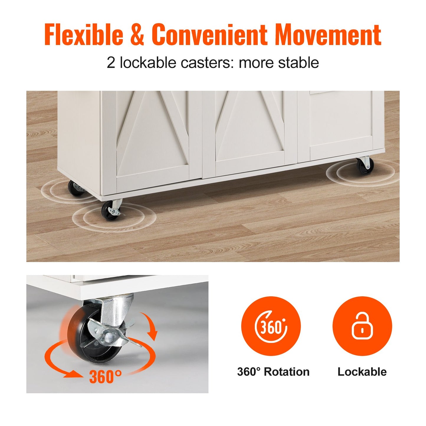 Kitchen Island Cart with Solid Wood Top, 45.3" Width Mobile Carts with Storage Cabinet, Rolling Kitchen Table with Spice Rack, Towel Rack, Drop Leaf and Drawer, Portable Islands on Wheels, White