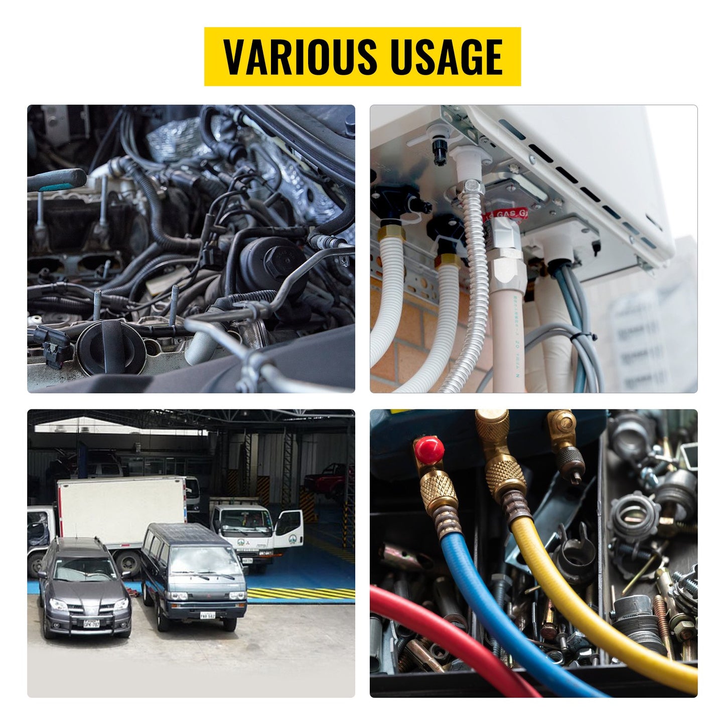 71550 Portable Manual Hydraulic Pipe Press Hose Crimping Tool and Repaire Crimper Tools Manually Operated A/C Hose Crimper Tool Kit Durable with 4 Dies for Car Air Conditioner