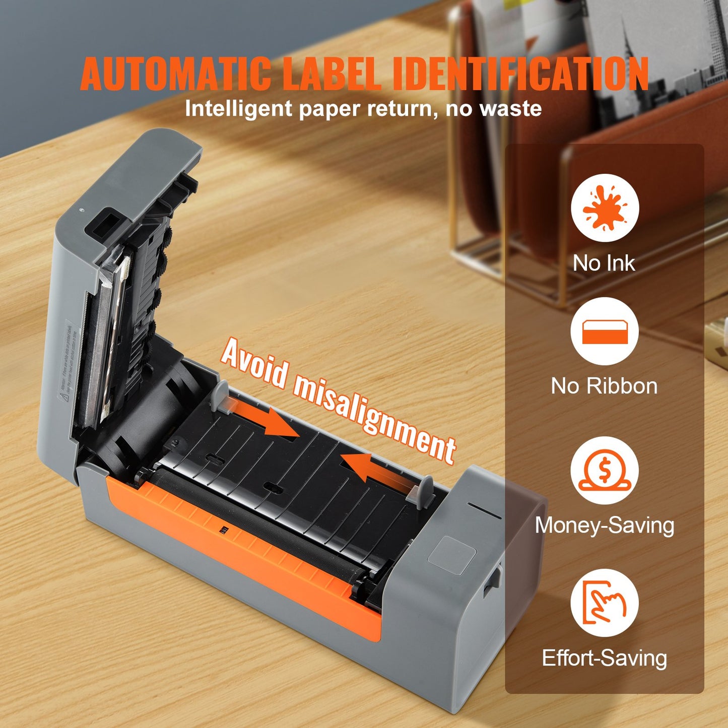 Thermal Label Printer, 203DPI 60pcs/min for 4x6 Mailing Packages, USB Connection & Automatic Label Recognition, Support Windows/MacOS/Linux, Compatible with Amazon, eBay, Etsy, UPS,etc, Gray