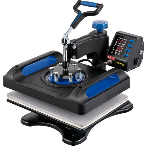 Heat Press Machine, 12 x 15 Inches, Fast Heating, 360 Swing Away Digital Sublimation T-Shirt Vinyl Transfer Printer, Canvas Bag, Pillow, Banner, Blue