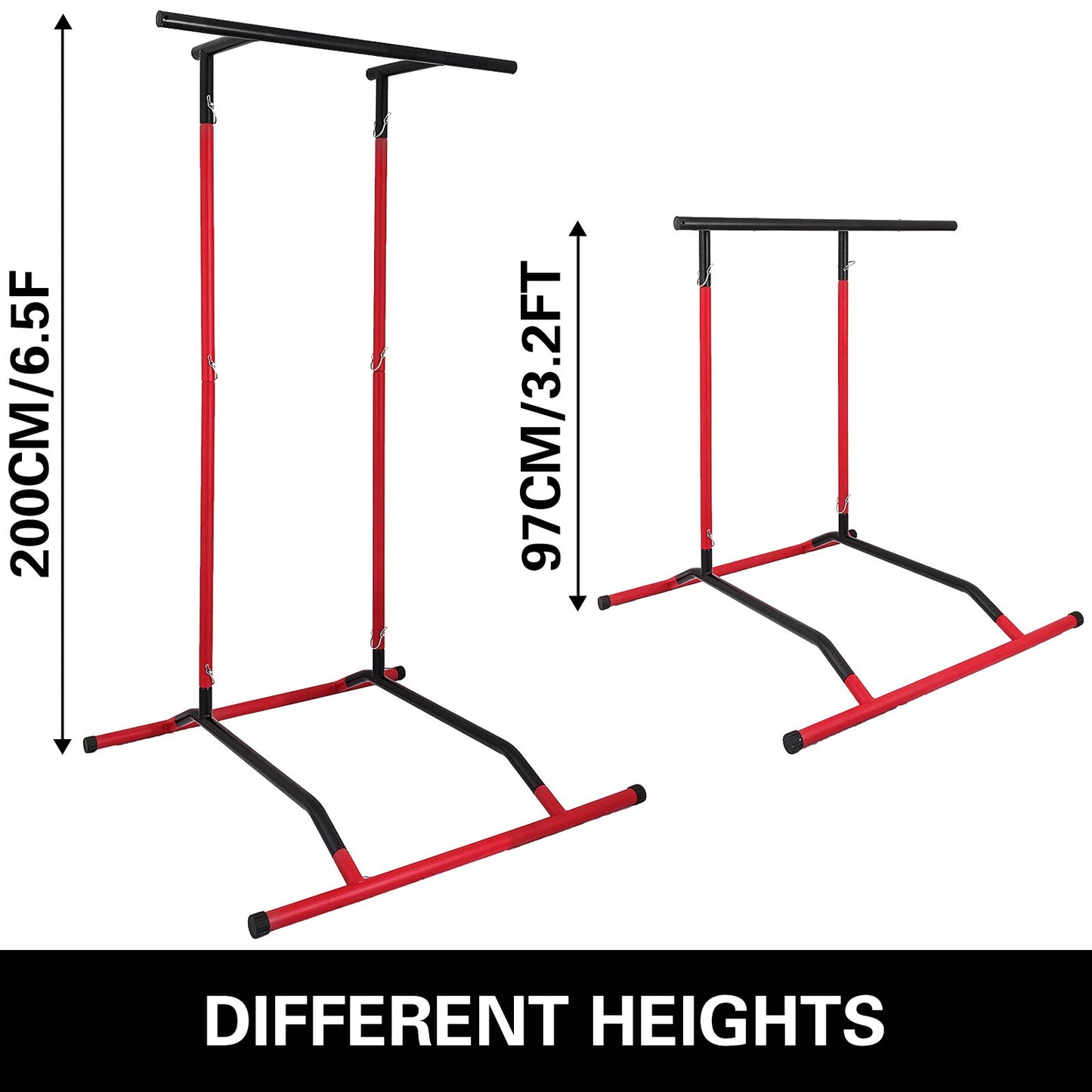 220lbs Pull Up Station,Dip Station Pull Up Bar Free Standing Power Tower Pull Up Tower with Carry Bag Portable Pull Up Rack(Black+Red)