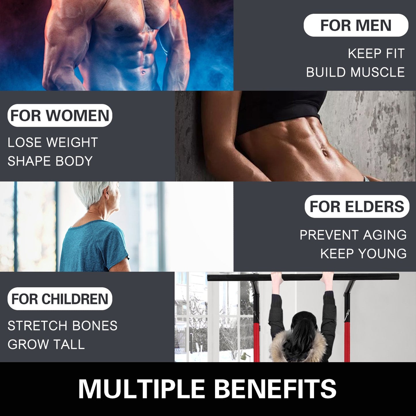 220lbs Pull Up Station,Dip Station Pull Up Bar Free Standing Power Tower Pull Up Tower with Carry Bag Portable Pull Up Rack(Black+Red)