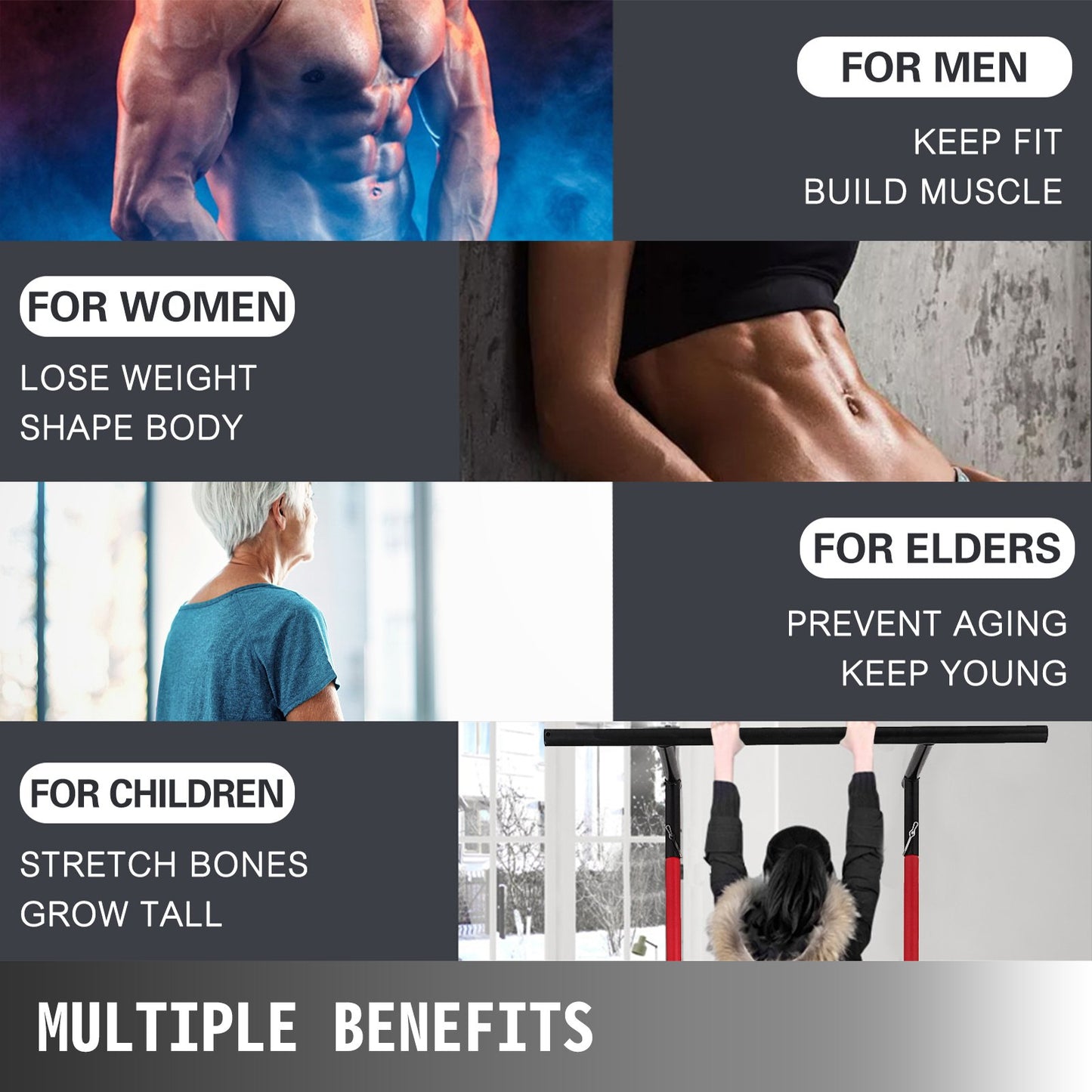 220lbs Pull Up Station,Dip Station Pull Up Bar Free Standing Power Tower Pull Up Tower without Carry Bag Portable Pull Up Rack(Black+Red)