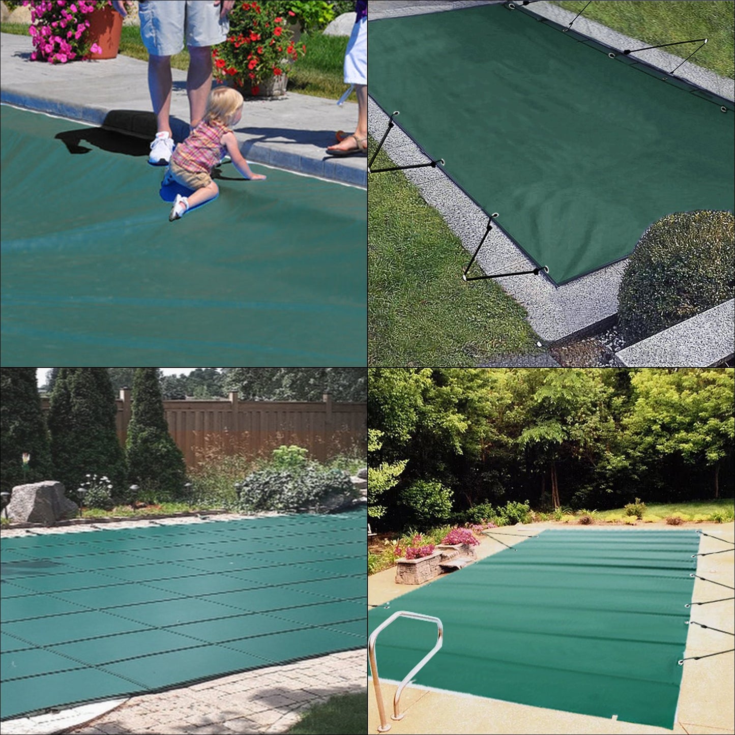 Pool Safety Cover, 11.5x19.6 ft In-ground Pool Cover, Green PVC Pool Covers, Rectangular Safety Pool Cover In-ground Cover Solid Safety Pool Cover for Swimming Pool Winter Protection Cover