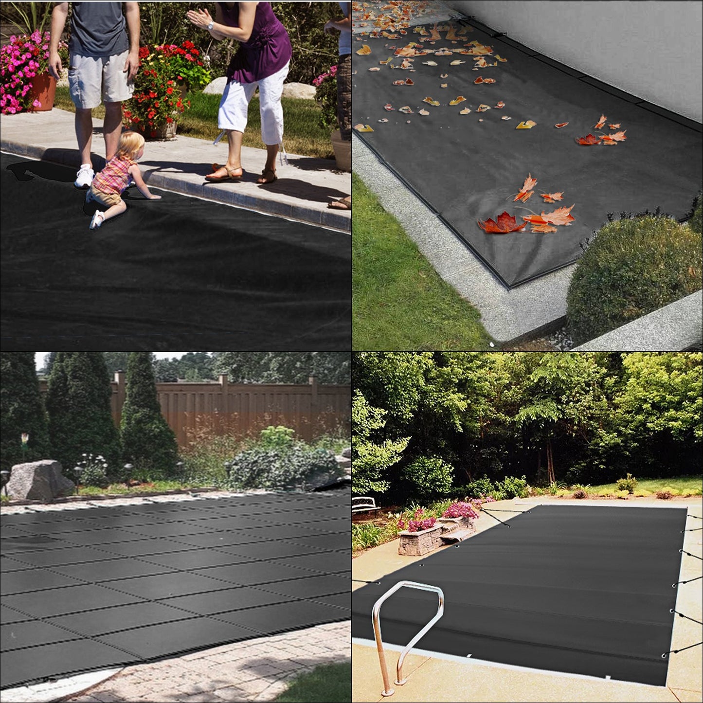 Pool Safety Cover, 11.5x16 ft In-ground Pool Cover, Black In-ground Pool Cover, PVC Pool Covers Rectangular Safety Pool Cover Solid Safety Pool Cover for Swimming Pool Winter Protection Cover