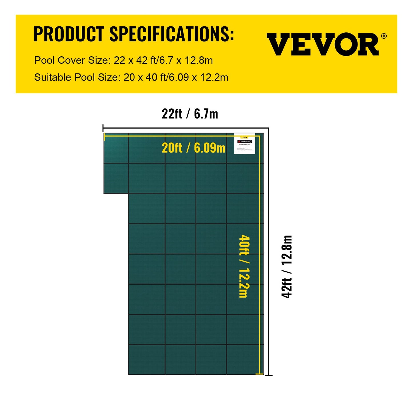 Inground Pool Safety Cover Winter Pool Cover 22 x 42 ft with Right Step
