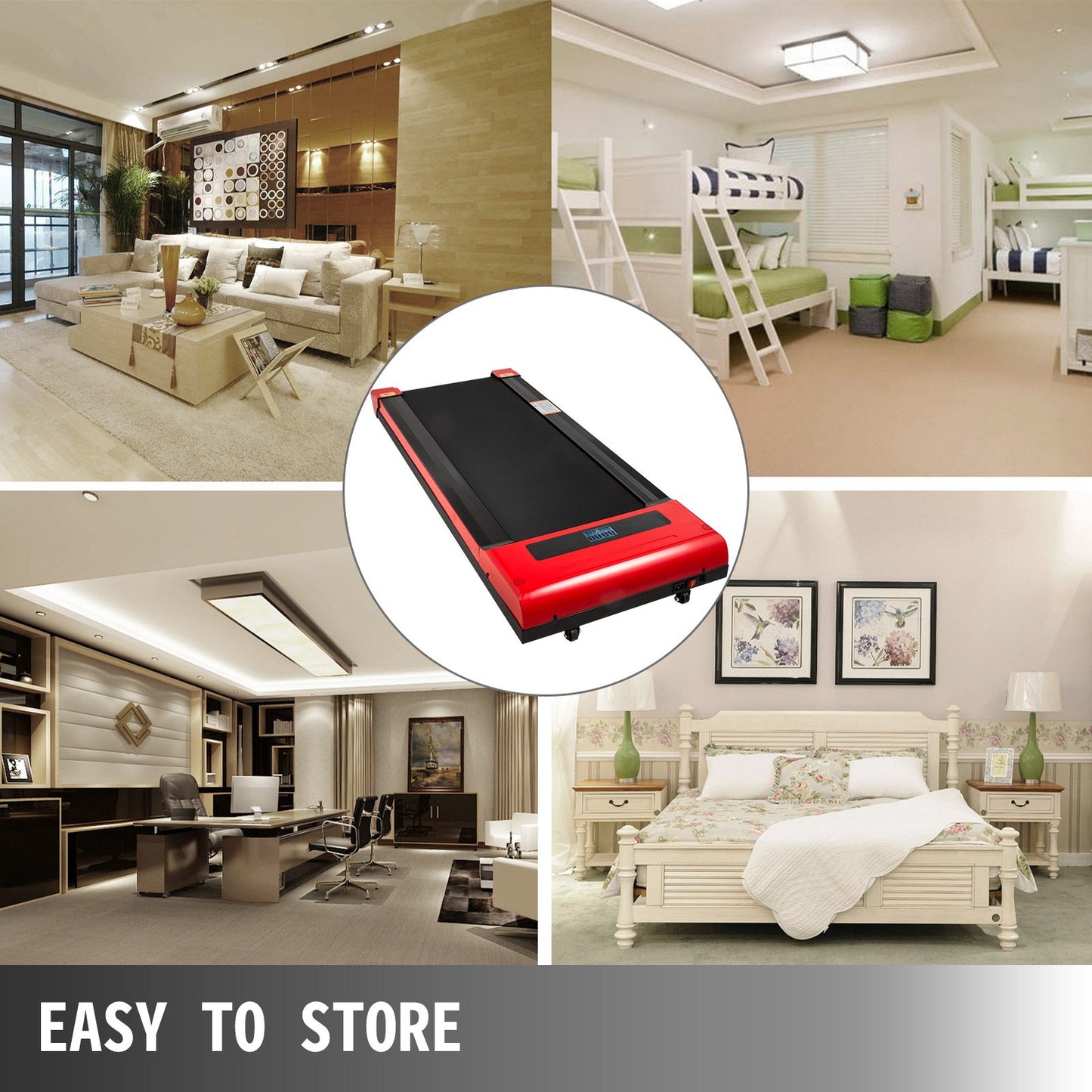 Under Desk Treadmills Working Treadmills For Running, Led Treadmill For Home Running Machine With Remote Control, 1-6.0km/h Speed Portable Slim Treadmill Indoor Exercise(Red,No Handrail)