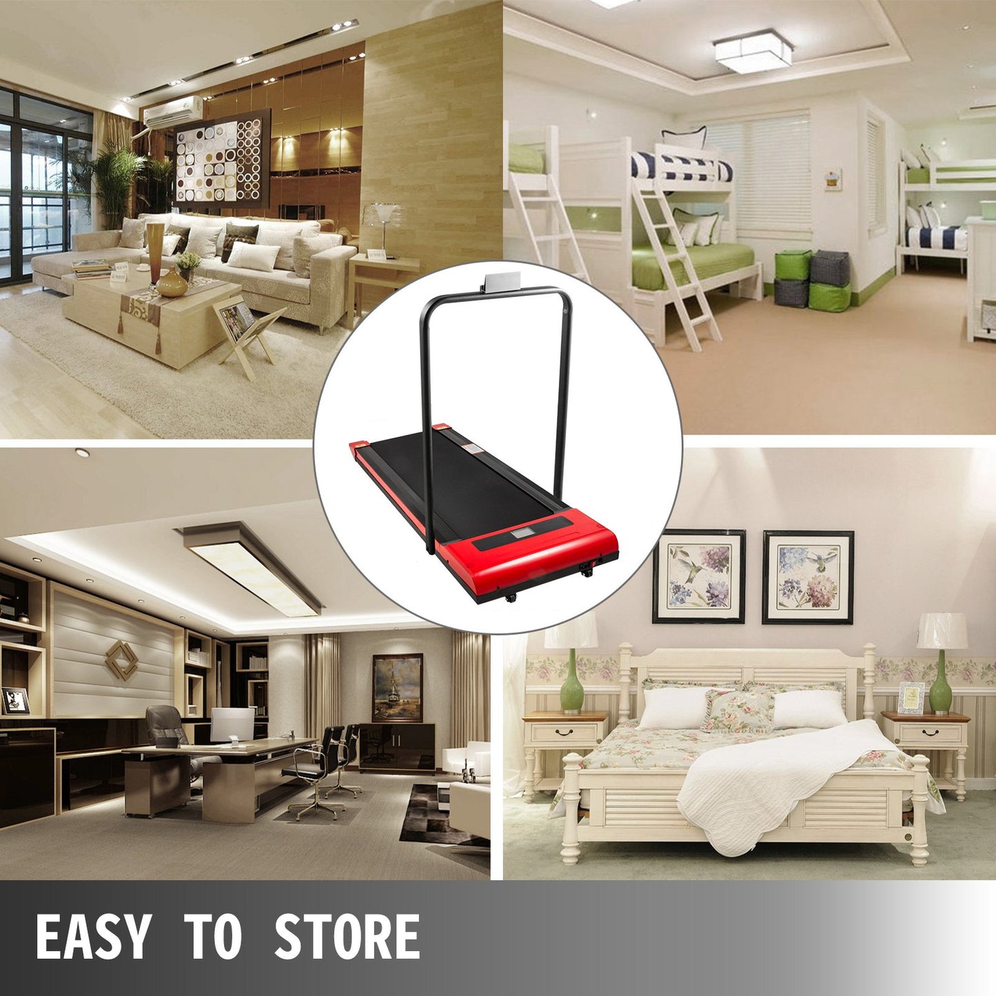 Under Desk Treadmills Working Treadmills For Running, Led Treadmill For Home Running Machine With Remote Control, 1-6.0km/h Speed Portable Slim Treadmill Indoor Exercise(Red,with Handrail)