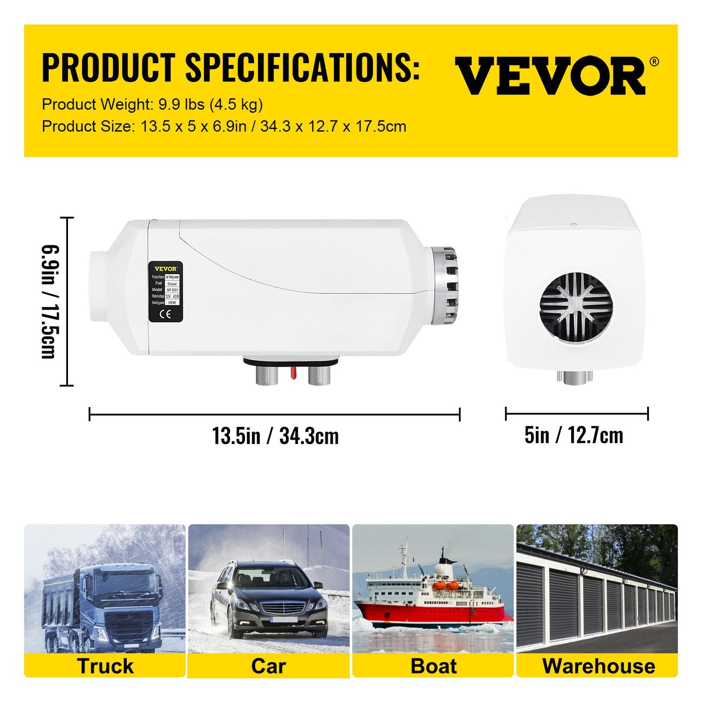 12V 5KW Diesel Air Heater Diesel Heater 12v 5kw with digital switch parking heater with air heater tank parking diesel air heater for RV, Motorhome Trailer, Trucks, Boats 5000W LCD