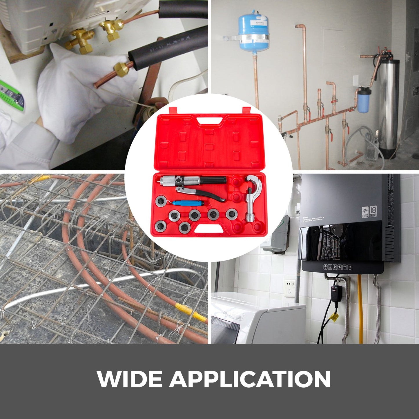 CT-300-A Hydraulic Tube Expander, 7 Lever HVAC Swaging Tool Kit 3/8 to 1-1/8inch, Hydraulic Copper Tube Expander Tool with Tube Cutter and Deburring Tool, 7 Lever Hydraulic Tubing Expander