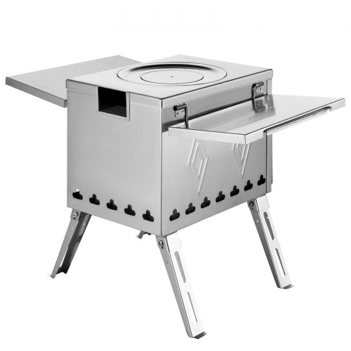Tent Wood Stove Camping Wood Stove 304 Stainless Steel With Folding Pipe, Portable Wood Stove 113 inch Total Height For Camping, Tent Heating, Hunting, Outdoor Cooking