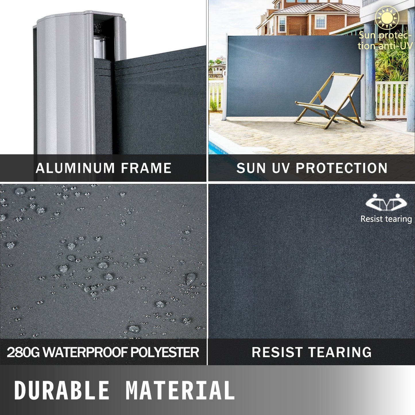 Black Retractable Patio Screen 63 Inch In Height Retractable Screen 118 Inch In Length Office Dividers Partition Wall Outdoor Retractable Gate Retractable Fence Screens For Patio Privacy