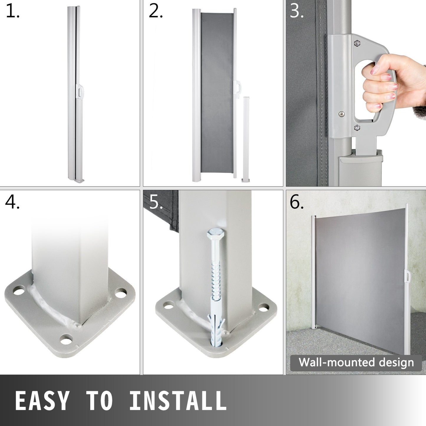 Gray Retractable Patio Screen 63 Inch In Height Retractable Screen 118 Inch In Length Office Dividers Partition Wall Outdoor Retractable Gate Retractable Fence Outdoor Screens for Patio Privacy