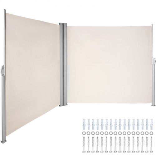 Creamy-white Retractable Patio Screen 63 Inch In Height Retractable Screen 236 Inch In Length Office Dividers Partition Wall Outdoor Retractable Gate Retractable Fence Screens for Patio Privacy