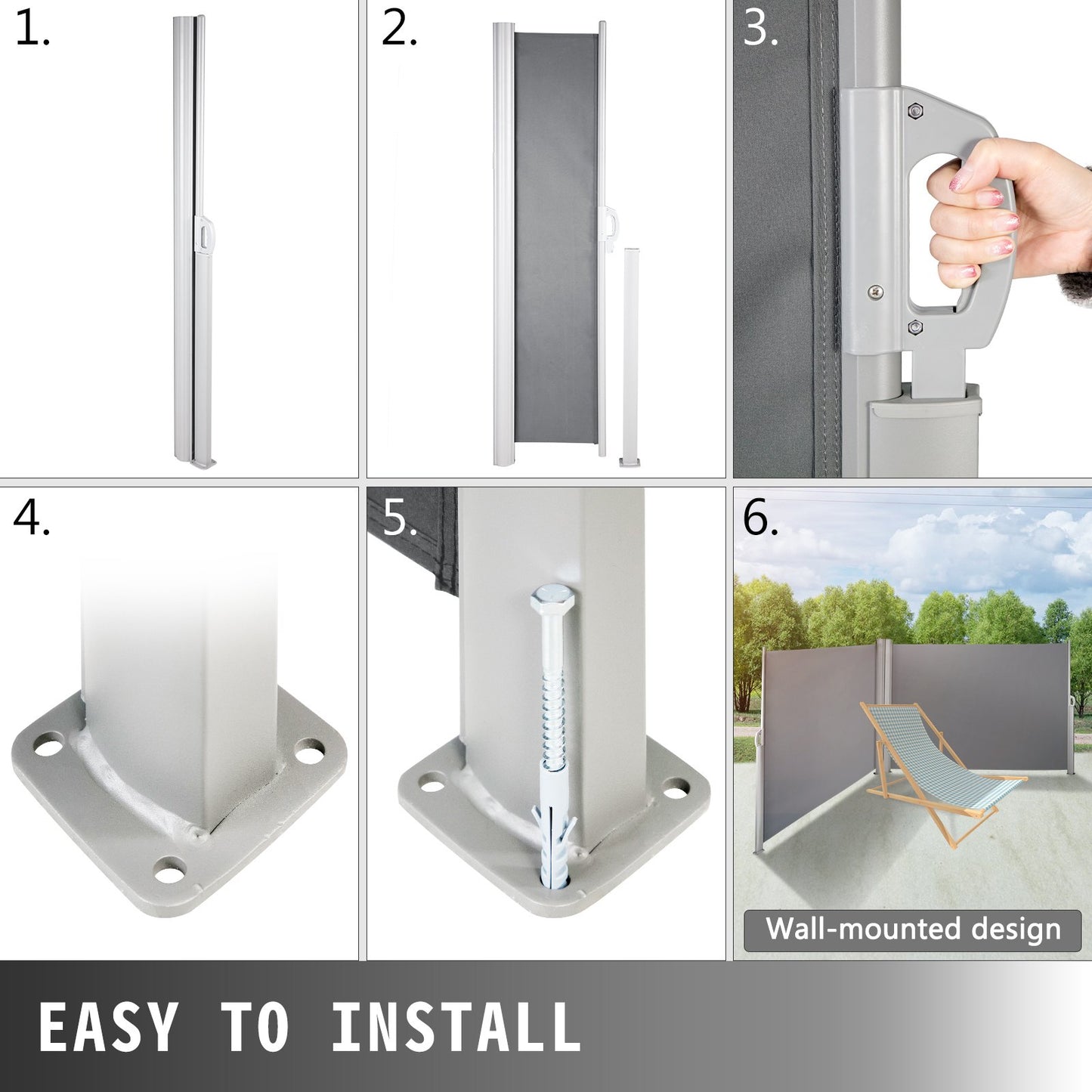 Gray Retractable Patio Screen 71Inch In Height Retractable Screen 236 Inch In Length Office Dividers Partition Wall Outdoor Retractable Gate Retractable Fence Outdoor Screens For Patio Privacy