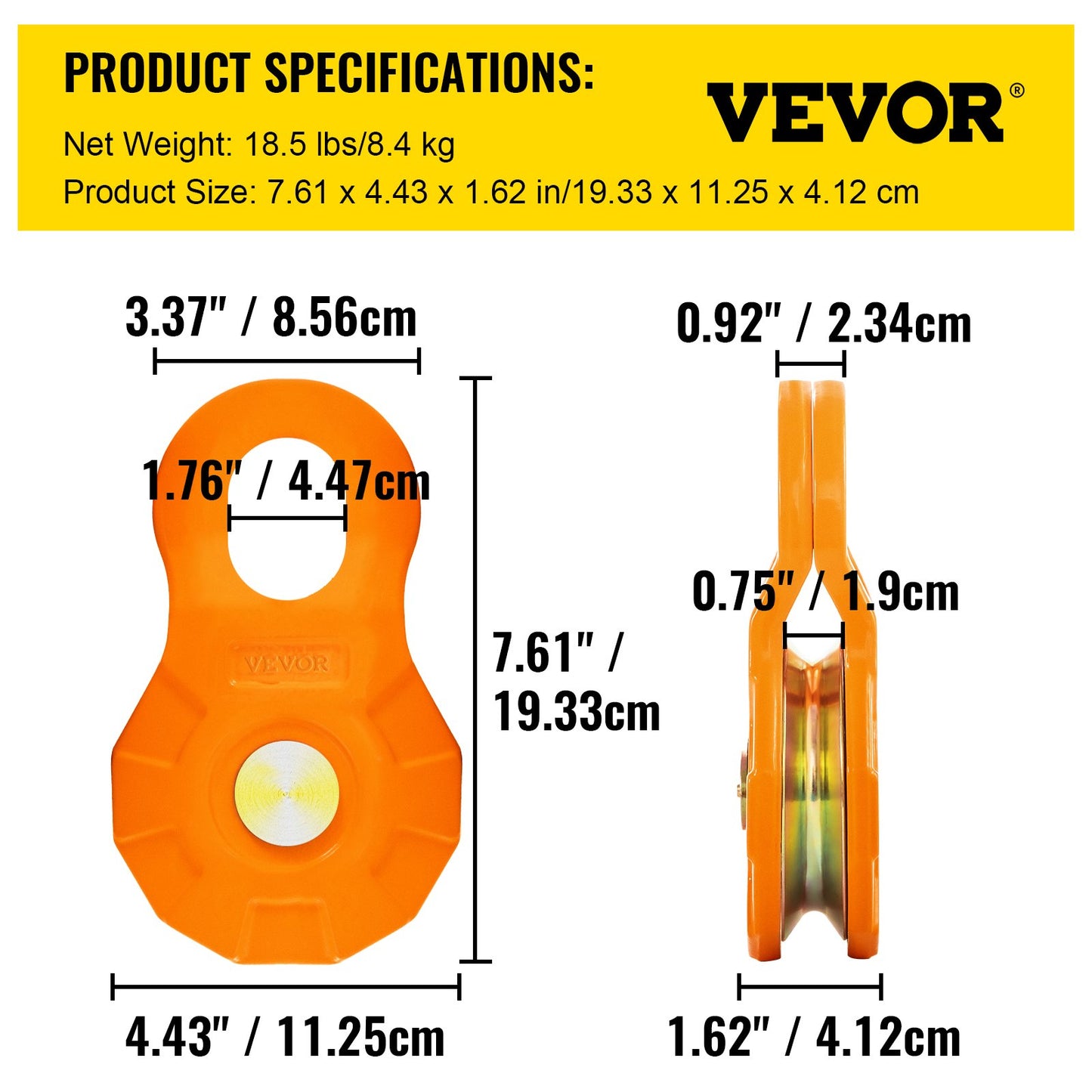Snatch Block, 11T/25,000 LBS Working Load Limit, Heavy Duty Winch Pulley for 0.55"/14 mm Synthetic Rope or Soft Shackles, Off-road Recovery Accessories for Tractor, Truck, ATV & UTV, 2 Packs