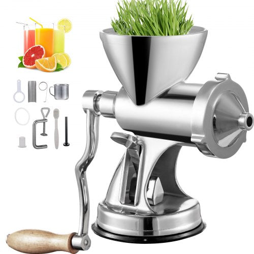 Manual Wheatgrass Juicer Wheat Grass Grinder Long Screw Shaft Wheatgrass Juicer 304 Stainless Steel for Juicing Wheatgrass Gingers Apples Grapes for Home Use
