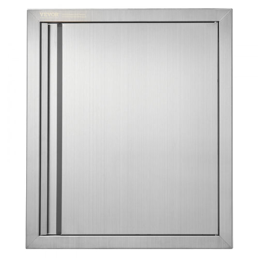 BBQ Access Door, 457x533 mm Single Outdoor Kitchen Door, Stainless Steel Flush Mount Door, Wall Vertical Door with Recessed Handle, for BBQ Island, Grilling Station, Outside Cabinet