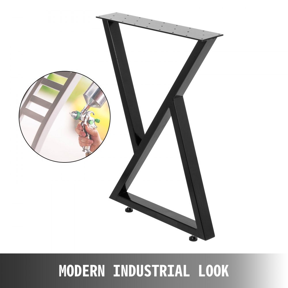 Metal Table Legs Set of 2 Dining Table Legs Black Desk Legs 28” Height 24” Width Bench Legs Coffee Table Legs 1763lbs Load Capacity Steel Table Legs Heavy Duty Base Modern(Zig Zag Style)
