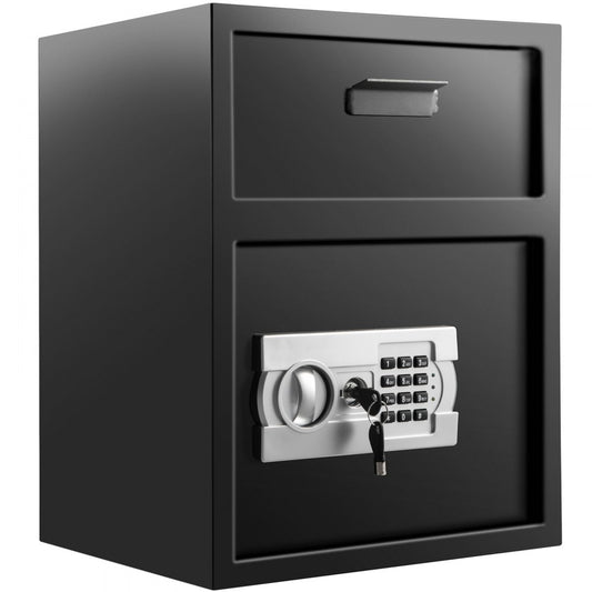 70L Digital Depository Safe Electronic Code Lock, Deposit Safe with Two Emergency Keys, Depository Safe with Deposit Slot, Restaurant Safe Carbon Steel, Depository Box for Home, Hotel and Office