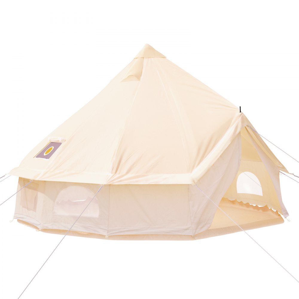 Bell Tent 5-8 Persons Canvas Tent with Stove Hole Cotton Canvas Tents Yurt Tent for Camping 4-Season Waterproof Bell Tent for Family Camping Outdoor Hunting