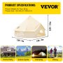 Bell Tent 5-8 Persons Canvas Tent with Stove Hole Cotton Canvas Tents Yurt Tent for Camping 4-Season Waterproof Bell Tent for Family Camping Outdoor Hunting