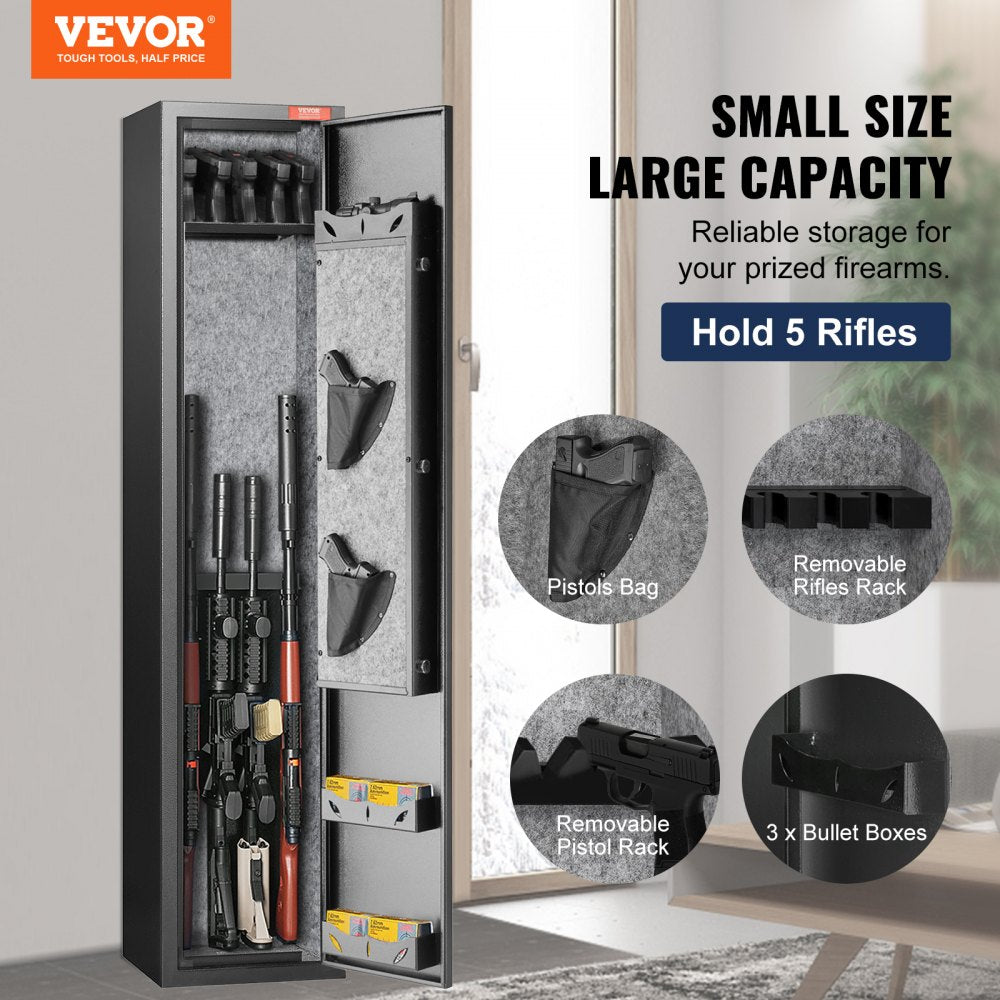 Gun Safe Rifle Safe with Fingerprint Lock for 5 Rifles and 4 Pistols
