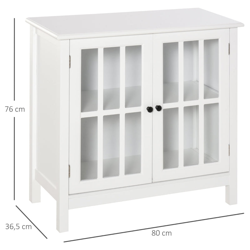 Storage Cabinet Floor Cupboard Kitchen Sideboard Entryway Buffet with Framed Glass Door Doors