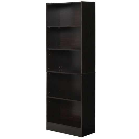 5-Tier Bookshelf Storage Cupboard with Adjustable Shelves Display Unit for Living Room, Office, Black Bookshelf Cabinet w/ Shelf Home