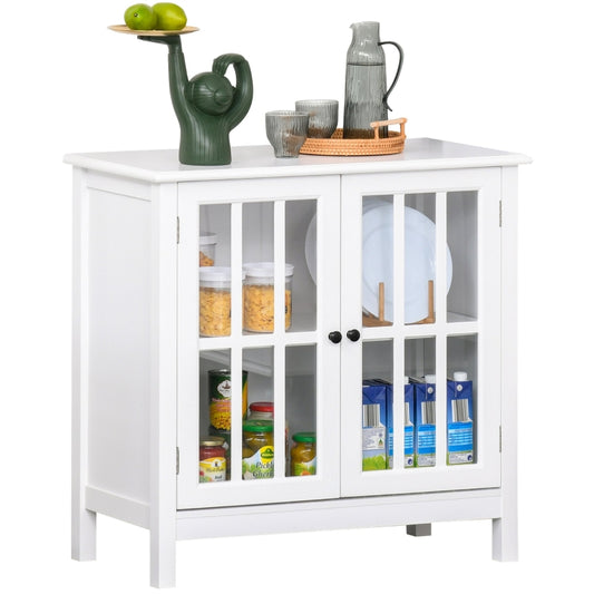 Storage Cabinet Floor Cupboard Kitchen Sideboard Entryway Buffet with Framed Glass Door Doors