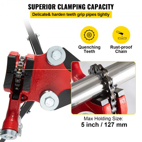 Tripod Pipe Chain Vise, 1/8"-5" Pipe Capacity with Portable Folding Steel Legs, 36.4 inch Length Chain Vise Stand, for Fixing and Bending Large Pipes in Workshop, Home and Factory