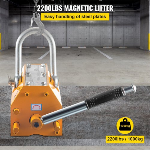 1000KG Steel Magnetic Lifter, 2200lb Heavy Duty Magnet Hoist Crane Hoist Lifting Magnet Hoist Crane for Electricity Engineering Transportation Mining