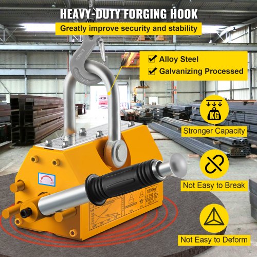 1000KG Steel Magnetic Lifter, 2200lb Heavy Duty Magnet Hoist Crane Hoist Lifting Magnet Hoist Crane for Electricity Engineering Transportation Mining