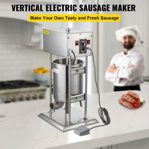 Commercial Automatic Sausage Maker Machine Electric Food Grade Stainless Steel 10 L 22 lbs Sausage Stuffer Machine Vertical with 4 Filling Funnels
